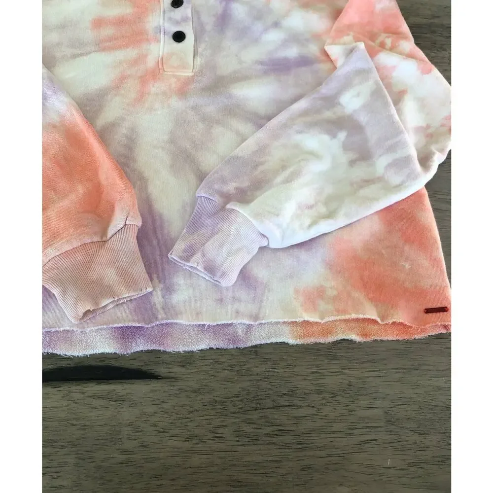 Free People N:PHILANTHROPY Front Button  Tie Dye Crop Sweatshirt Henley -M